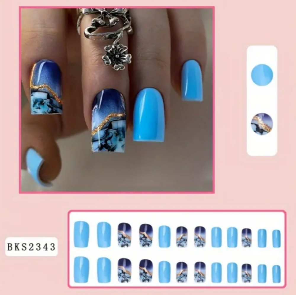 Blue Marble Press-on Nails